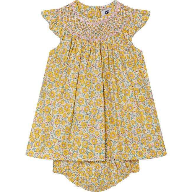 Hand-Smocked Baby Dress Naomie, Yellow