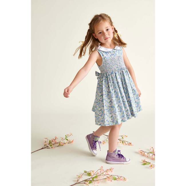 Hand-Smocked Girls Dress Eden, Blue - Dresses - 2