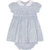 Hand-Smocked Baby Dress Jessamy, White & Blue - Dresses - 1 - thumbnail