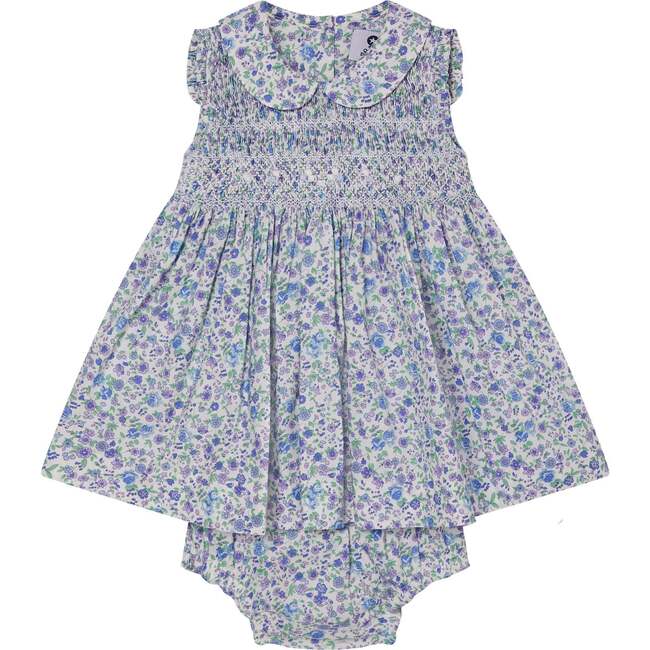 Hand-Smocked Baby Dress Cadence, Lavender & Blue