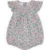 Hand-Smocked Baby Bubble Mei, White and Pink - Rompers - 1 - thumbnail