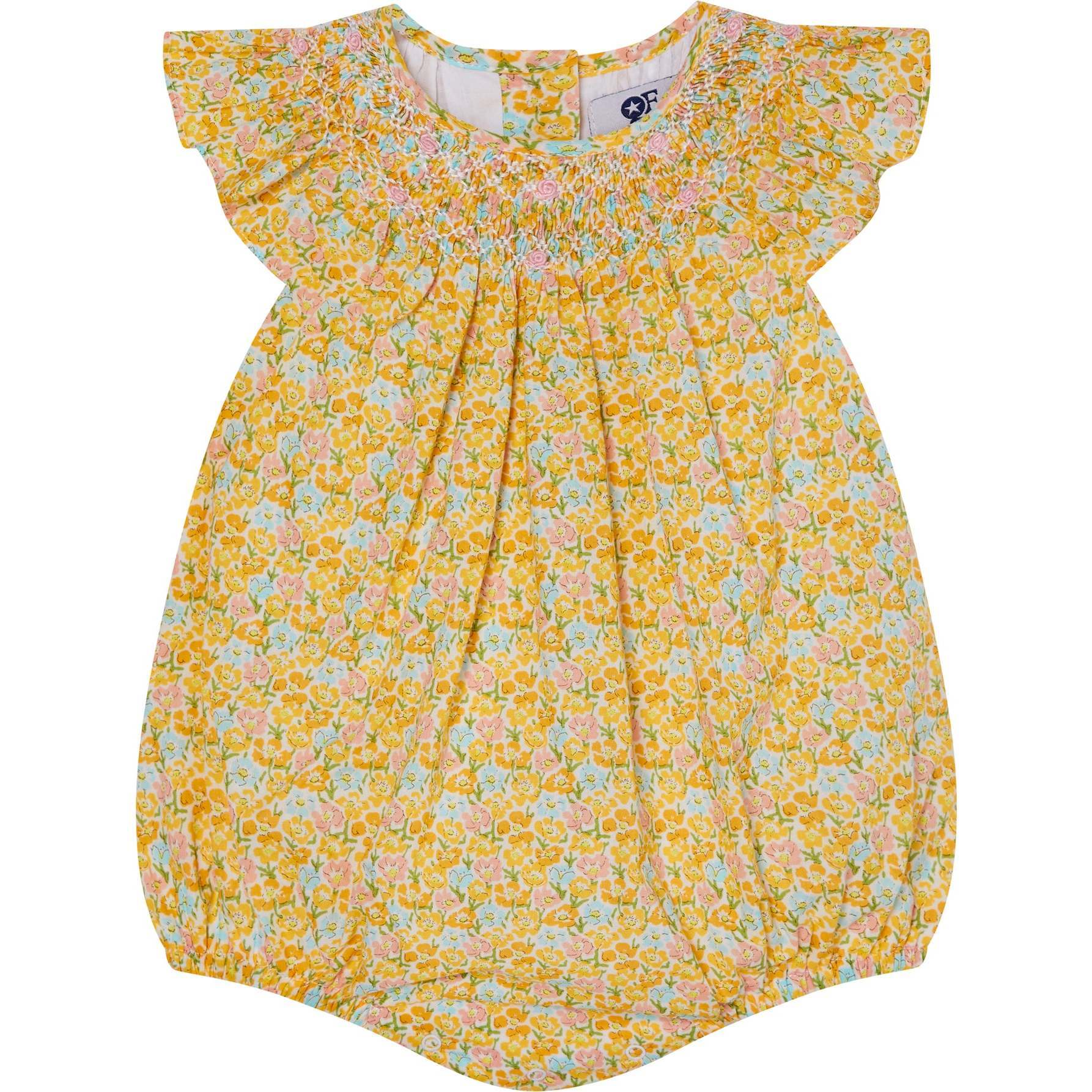 Hand-Smocked Baby Bubble Sidney, Yellow - Rompers - 1