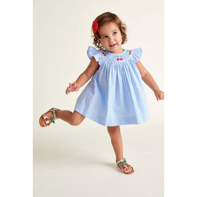 Hand-Smocked Baby Dress Paisley, Blue - Dresses - 2