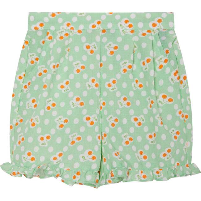 Girls Summer Shorts Jamie, Mint & Orange Cherry Print