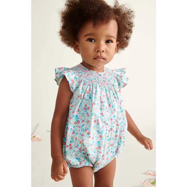 Hand-Smocked Baby Bubble Bellorose, Mint Green - Rompers - 2