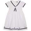 Girls Sailor Dress Jessa, White & Navy Blue - Dresses - 1 - thumbnail