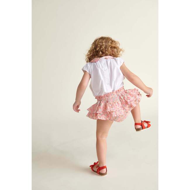 Hand-Smocked Baby Skort Lilou, Pink Floral - Skirts - 4