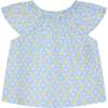 Girls Summer Blouse Maylee, Babyblue & Yellow Cherry Print - Blouses - 1 - thumbnail