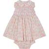 Hand-Smocked Baby Dress Tansy, White & Peach - Dresses - 1 - thumbnail