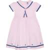 Girls Sailor Dress Janie, Pink & Navy Blue - Dresses - 1 - thumbnail