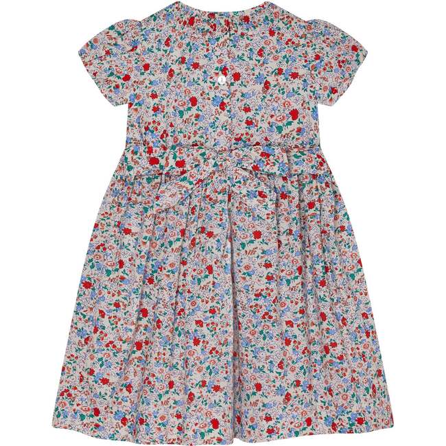 Hand-Smocked Girl Dress Birdie, White, Red & Blue - Dresses - 4