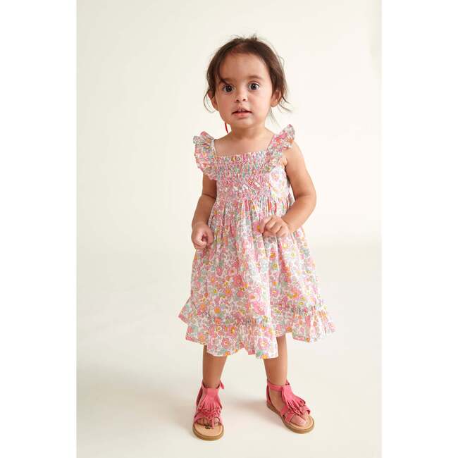 Made With Liberty Fabric Baby Sundress Ophelia, Pink Floral - Dresses - 2