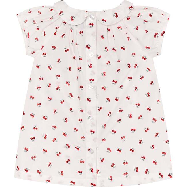 Girls Summer Blouse Rae, White With Cherries - Blouses - 3