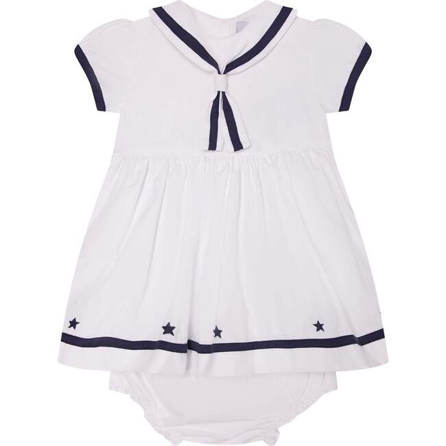 Baby Sailor Dress Deja, White & Navy Blue