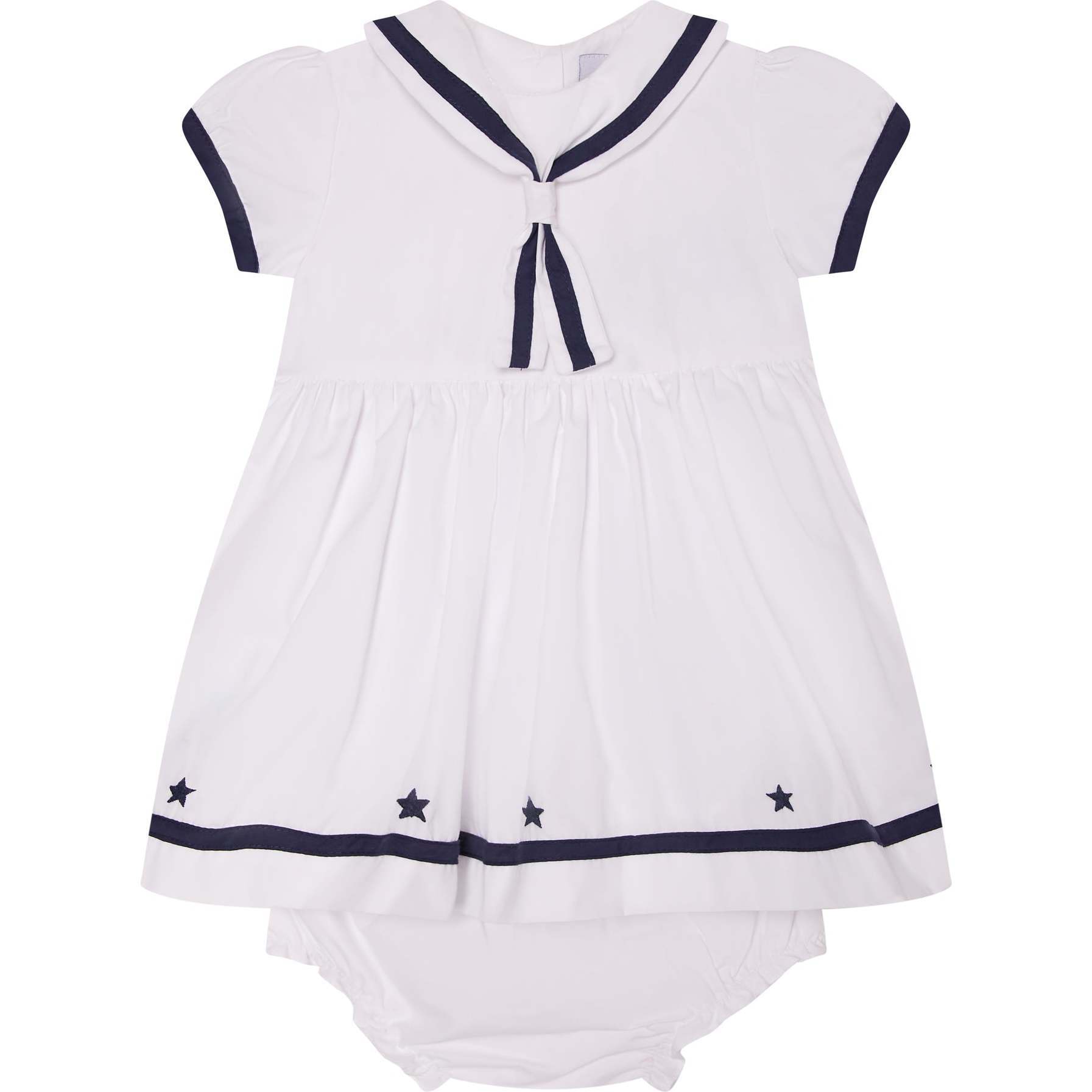 Baby Sailor Dress Deja, White & Navy Blue - Dresses - 1
