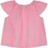 Girls Summer Blouse Milou, Pink & Neon Green Pinstripe - Blouses - 3