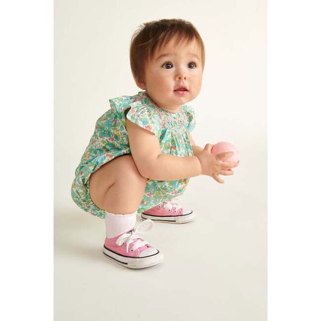 Made With Liberty Fabric Baby Bubble Rene, Green - Rompers - 2