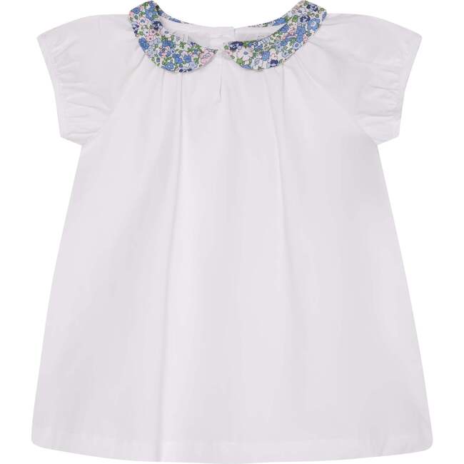 Baby Cotton Blouse Petal, White & Blue Floral