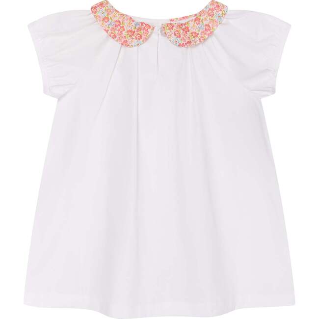 Baby Cotton Blouse Juno, White & Pink Floral