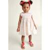 Hand-Smocked Baby Dress Tansy, White & Peach - Dresses - 2