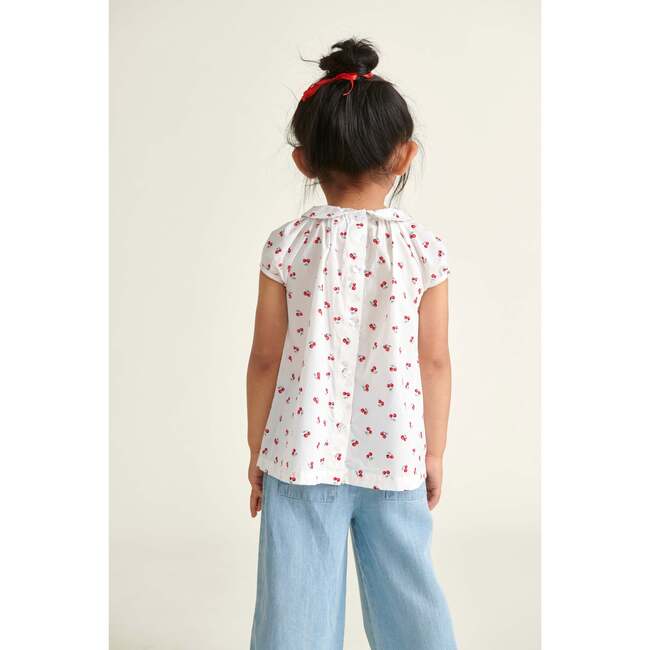 Girls Summer Blouse Rae, White With Cherries - Blouses - 4