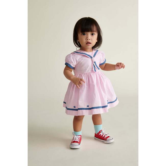 Baby Sailor Dress Saffron, Pink & Navy Blue - Dresses - 2