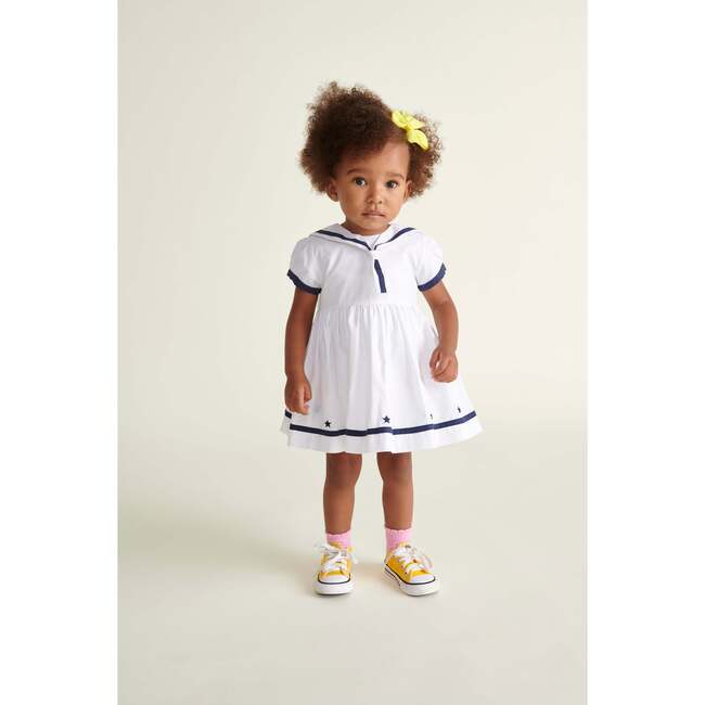 Baby Sailor Dress Deja, White & Navy Blue - Dresses - 2