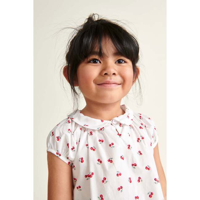 Girls Summer Blouse Rae, White With Cherries - Blouses - 5