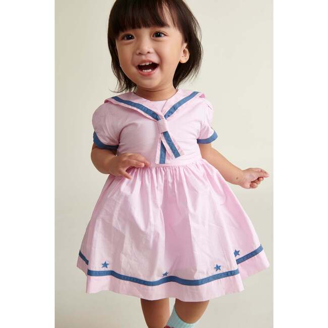 Baby Sailor Dress Saffron, Pink & Navy Blue - Dresses - 4