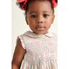 Hand-Smocked Baby Dress Tansy, White & Peach - Dresses - 5