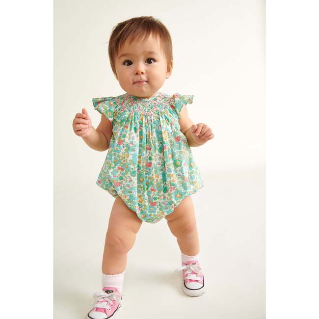 Made With Liberty Fabric Baby Bubble Rene, Green - Rompers - 6