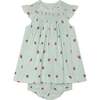 Strawberry Print Baby Dress Fiesta, Green & White - Dresses - 1 - thumbnail