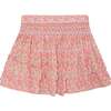 Girls Smocked Ruffle Skirt Miyuki, Pink Floral - Skirts - 1 - thumbnail