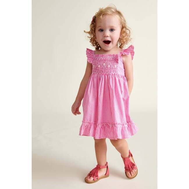 Hand-Smocked Baby Sun Dress Alba, Pink - Dresses - 2