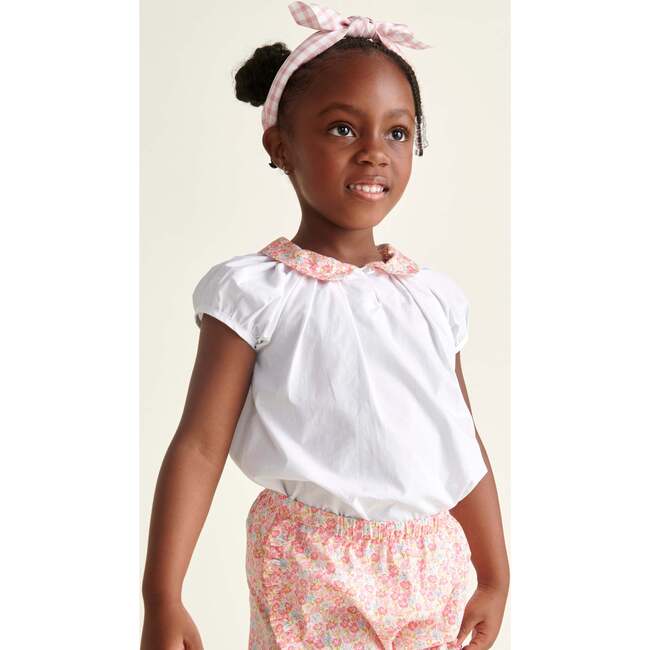 Girls Cotton Blouse Lowen,White & Floral - Blouses - 4