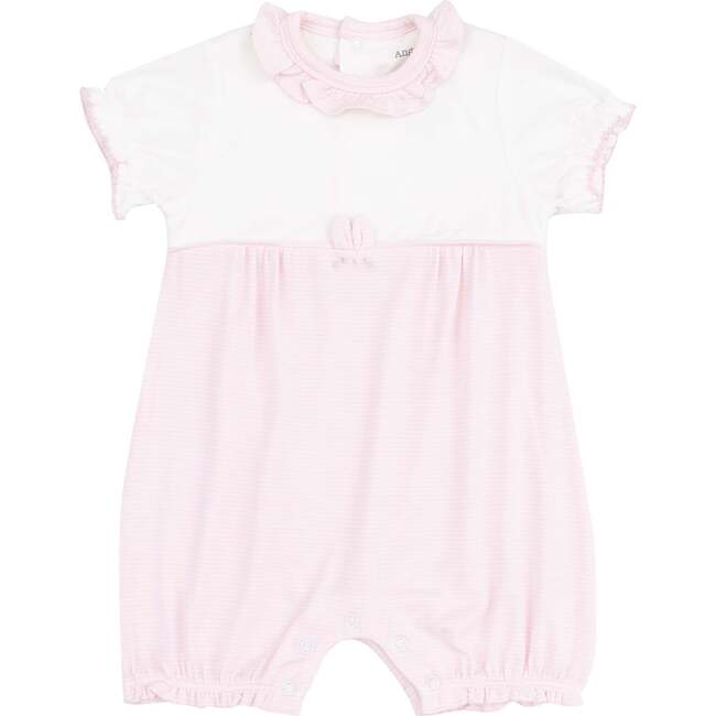 Tiny Bunny Ruffle Romper, Stripe Classic Pink