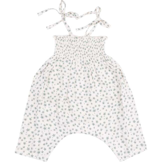 Tie Strap Smocked Romper, Jadeite Simple Floral - Rompers - 1