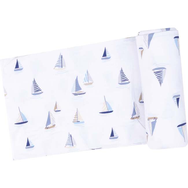 Swaddle Blanket, Sailboats Blue - Swaddles - 1