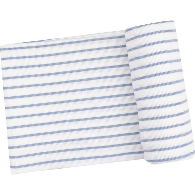 Swaddle Blanket, French Stripe Dusty Blue