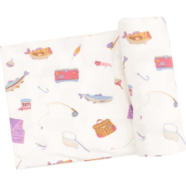 Swaddle Blanket, Fishing Things Pink