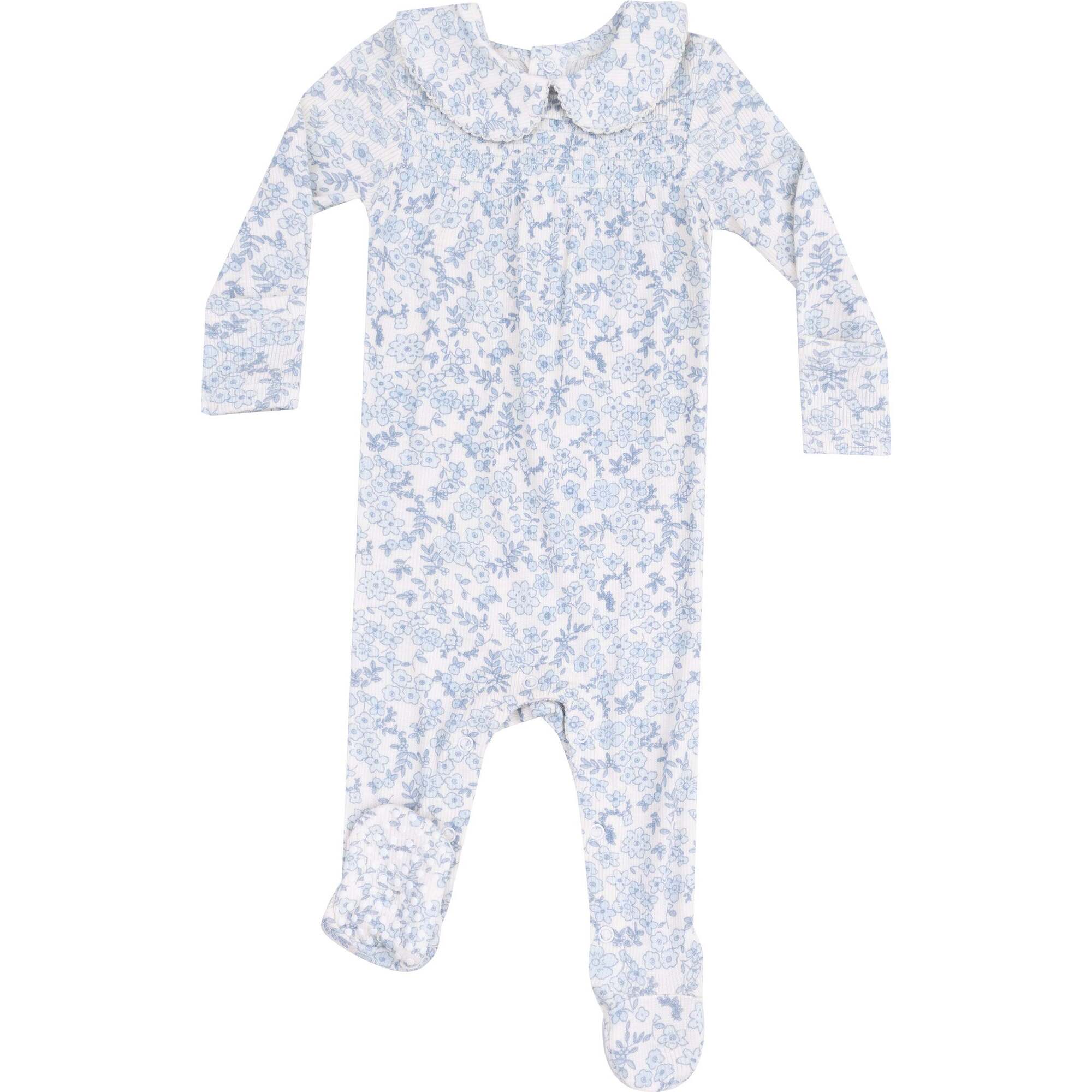 Smocked Peter Pan Footie Calico Floral - Footie Pajamas - 1