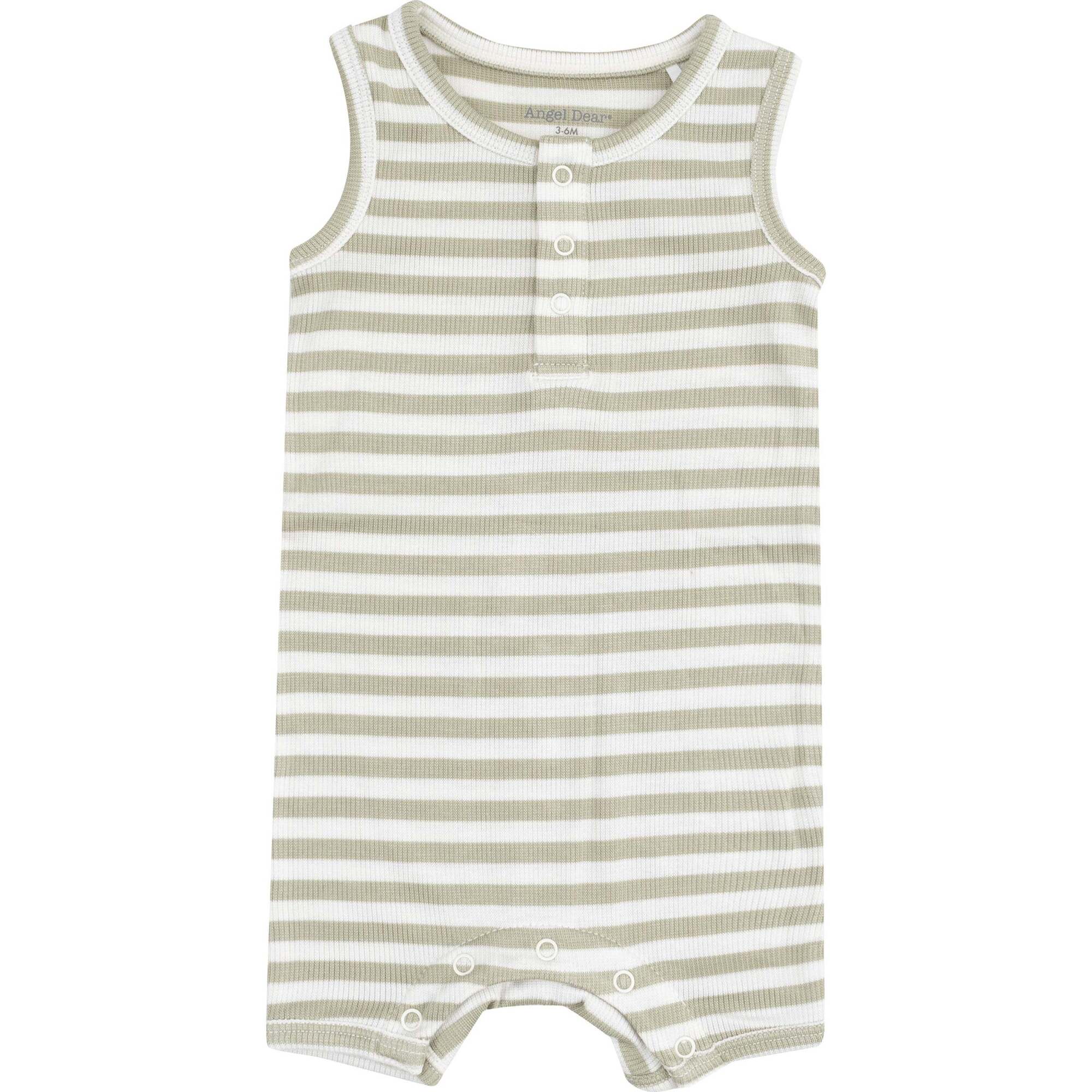 Sleeveless Shortie Romper, Stripe Sage - Rompers - 1