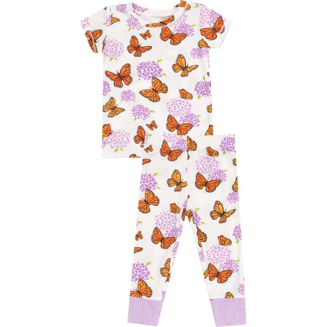 Short Sleeve Loungewear Set, Monarch Butterflies and Milkweed