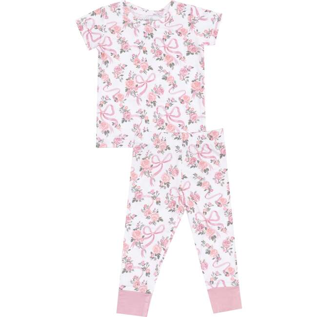 Short Sleeve Loungewear Set, Ribbons and Flowers