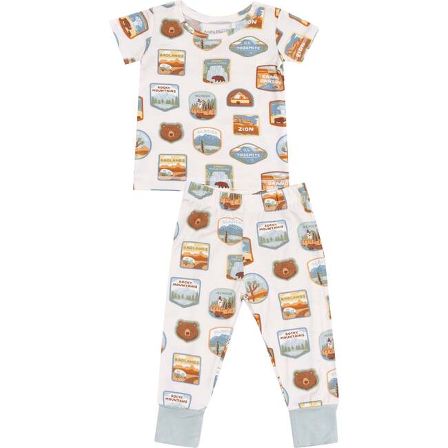 Short Sleeve Loungewear Set, National Park Patches