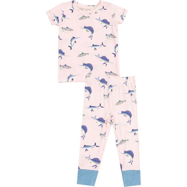 Short Sleeve Loungewear Set, Deep Sea Fishing Pink