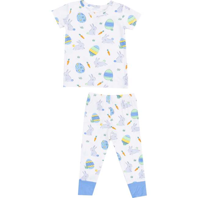 Short Sleeve  Loungewear Set, Easter Bunnies Blue