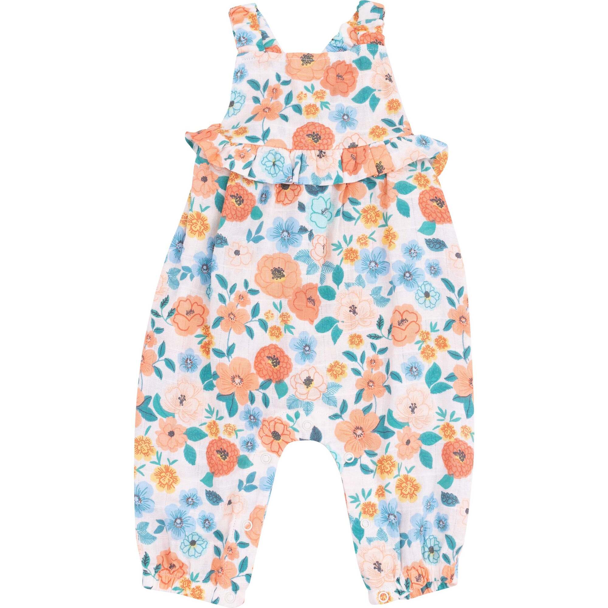 Ruffle Waist Romper, Flower Cart - Rompers - 1