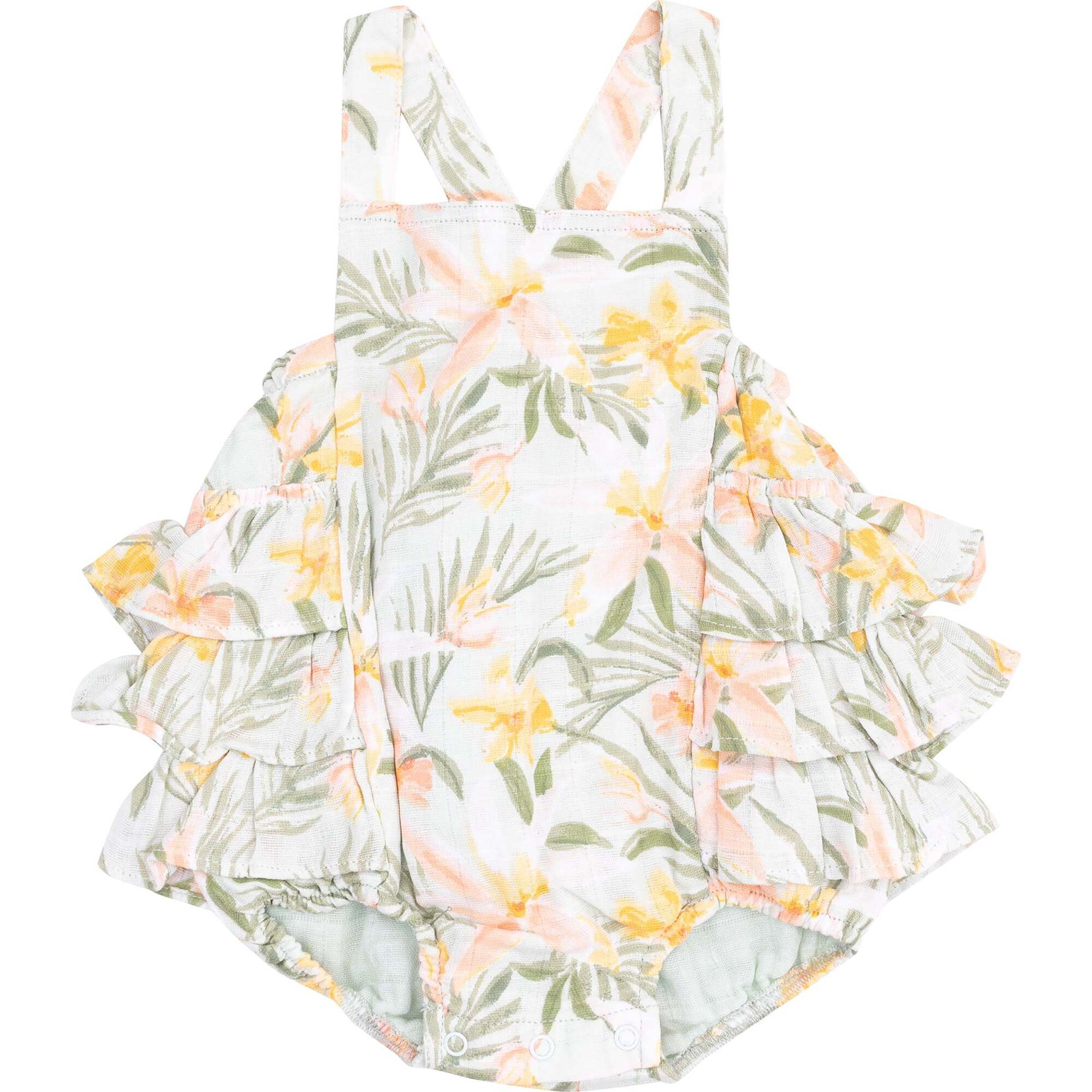 Ruffle Sunsuit, Island Floral - Rompers - 1
