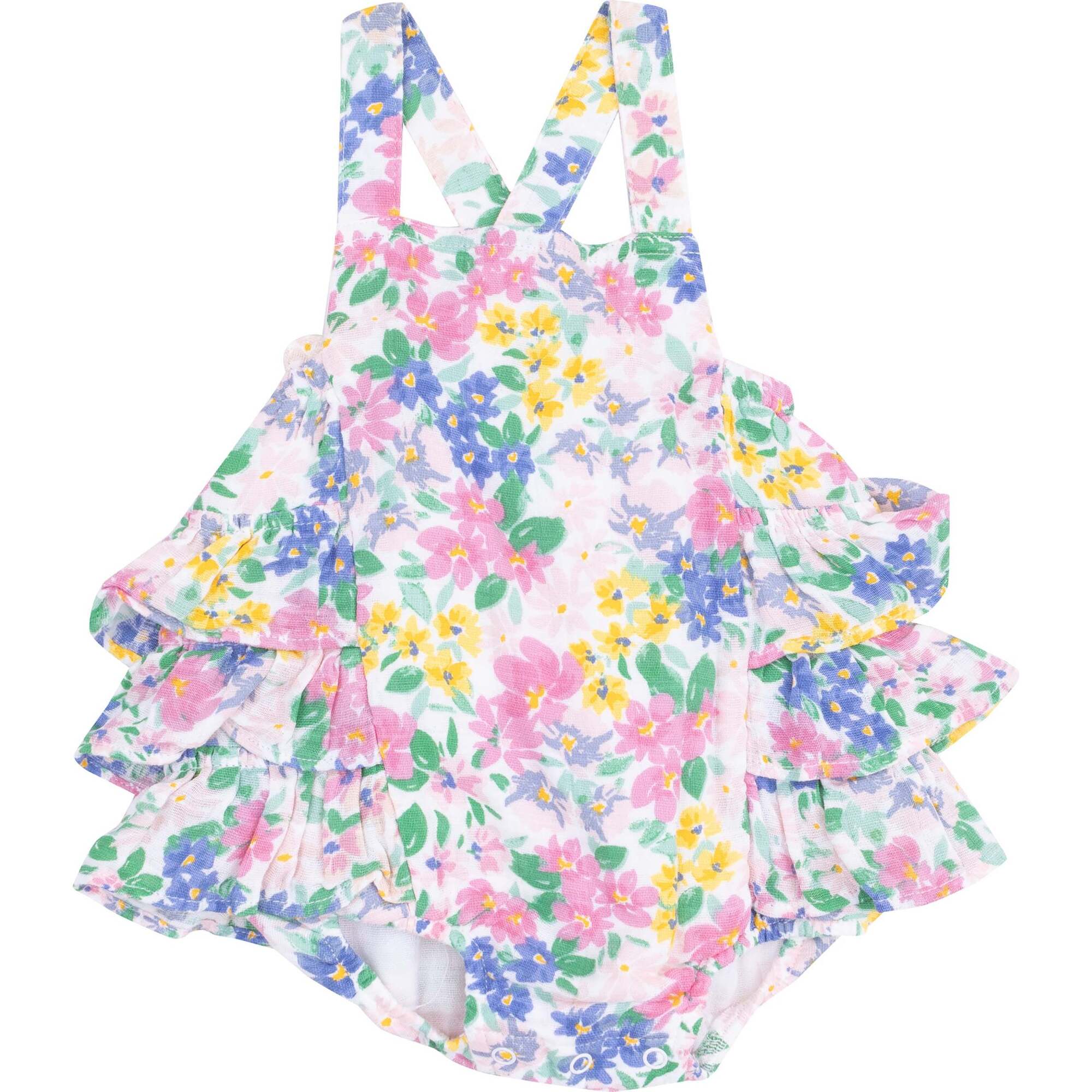 Ruffle Sunsuit, Emma Floral - Rompers - 1